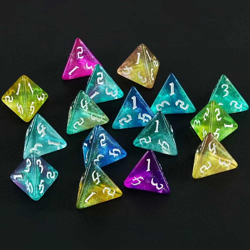 10pcs Nebula Swirl Gradient Color D4 Polyhedral Dice Set