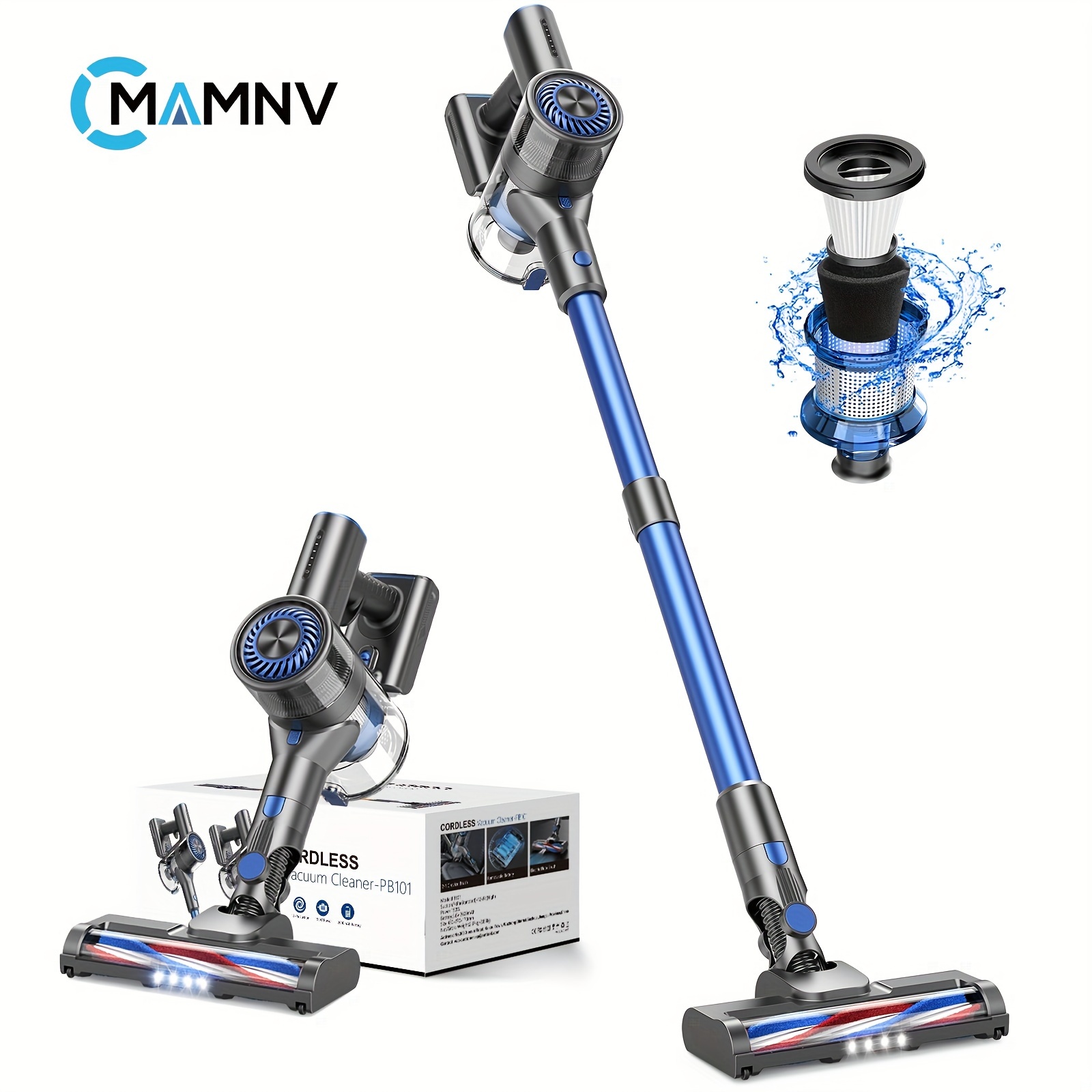 

Mamnv Cordless Vacuum Cleaner Rechargeable With 2600mah Detachable Battery, 12000pa Cyclone Vacuum With Hepa Filter, Lightweight Portable Handheld Stick Vacuum For Hard Floor Car Cleaning