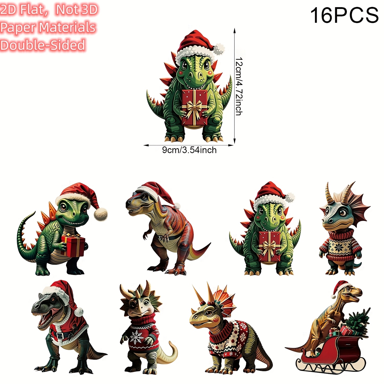 TEMU 2D Plat, 16/32 stuks 2D Plat Feestelijke Kerstboomversieringen - Schattig Kerstcadeau - Decoratieve Hangende Feestdecoratie voor Kerstfeest &