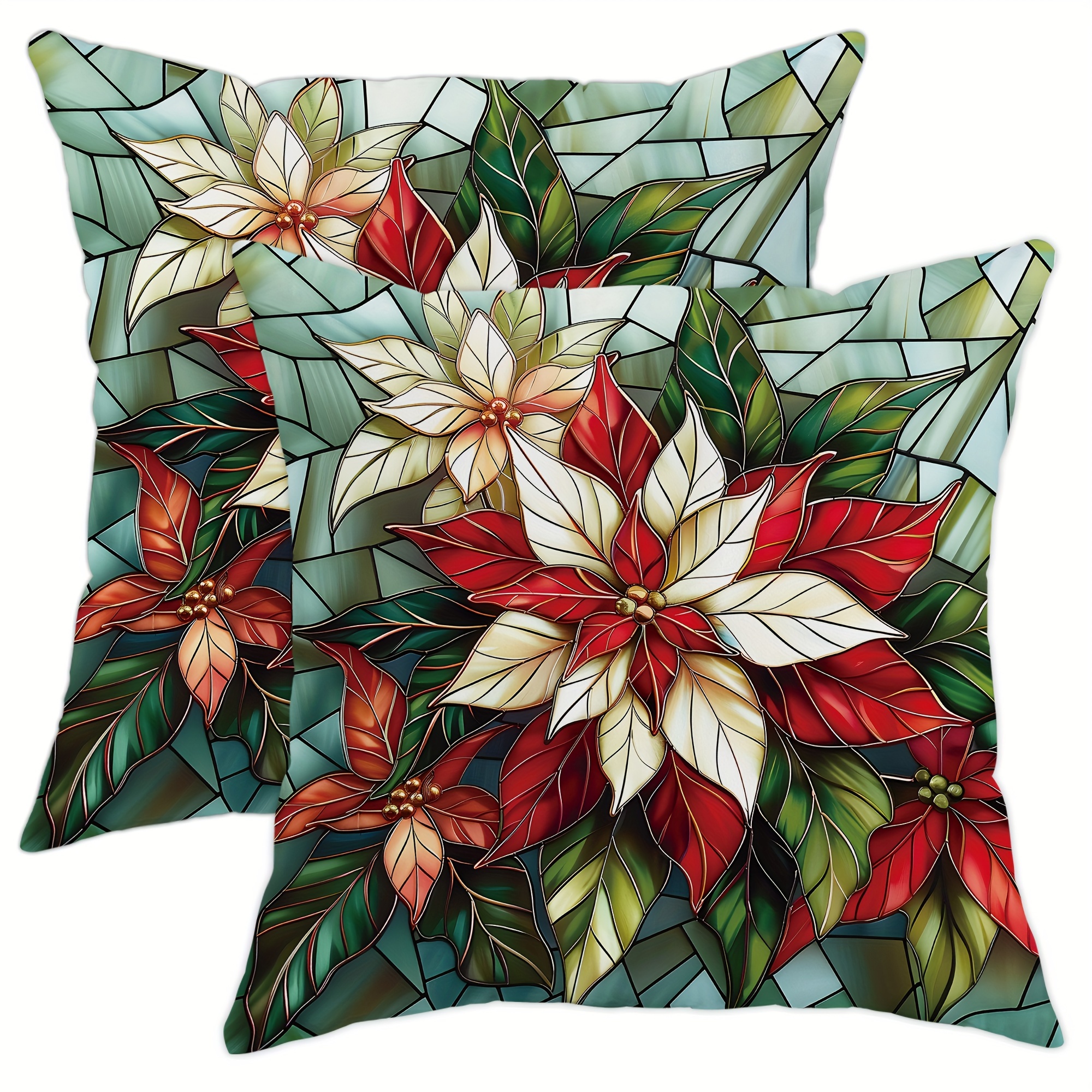 

2pcs Set Christmas - , & , Red & Stained , Zip , , 18x18 - For Decor