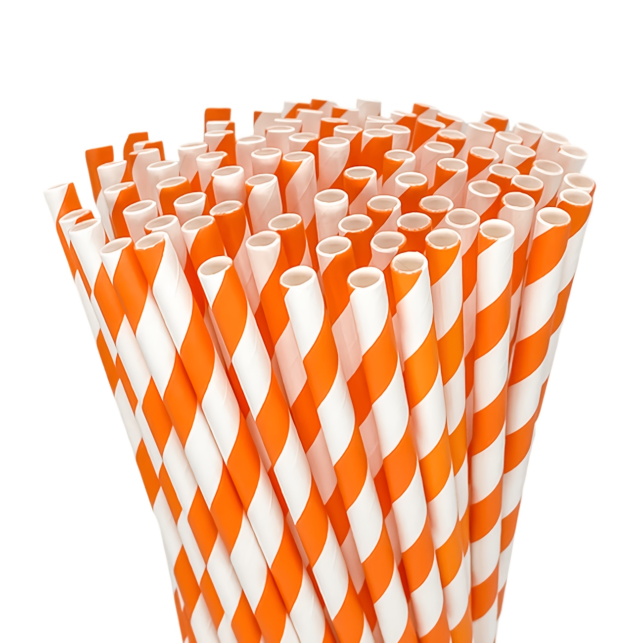 Pack Of 99, 6x150mm Small-sized Orange Striped Paper Straws, Disposable Straws For Milk Tea, Coffee Drinks, And Party Decorations