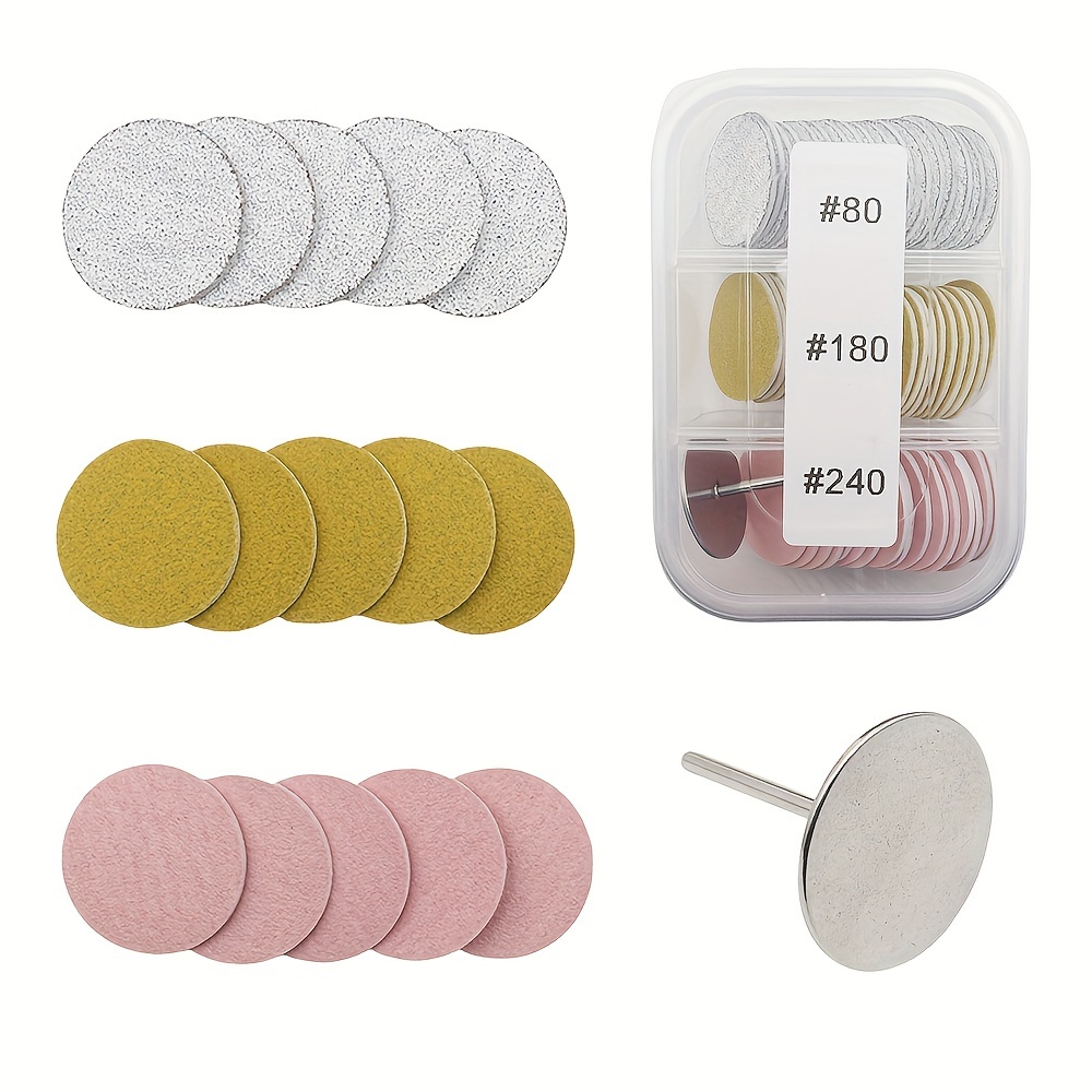 

60 Pcs Nail Sanding Discs With 1 Metal Mandrel - 25mm Nail Drill Bits For Electric Foot File, Pedicure Tools For Dead Skin Callus Removal, Unscented Sandpaper Pads In 80, 180, 240 Grit