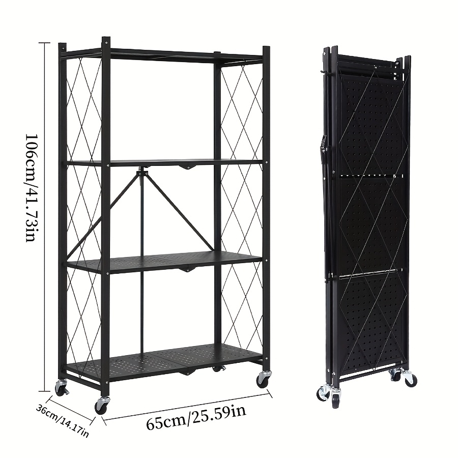 Office Bookshelf Shelving Unit, 3/4/5-Tier Unassembled Storage Rack, Equipped with Wheeled Multi-Layer Storage Shelves, Portable Floor-Standing Versatile Miscellaneous Storage Rack