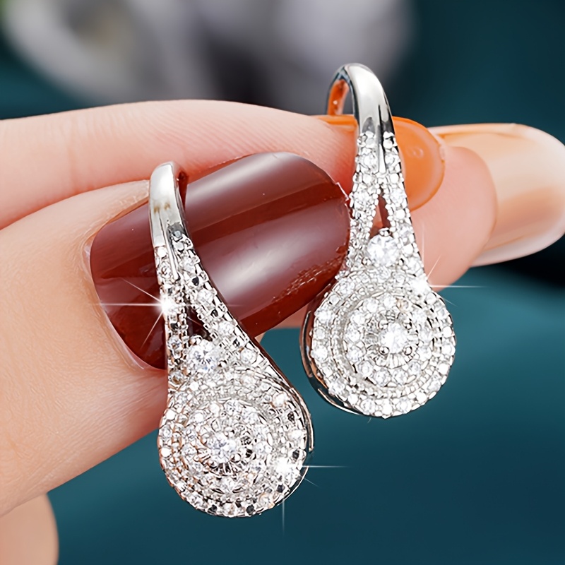 Sparkling CZ Hoop Earrings Women