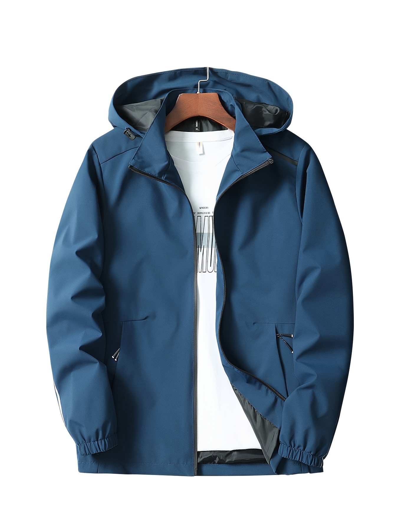 남성용 운동용 후드 재킷 - 내구성 있는 폴리에스터, 지퍼업, 긴 소매 및 사계절용 포켓