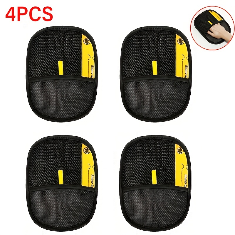 Image of 4pcs Upgraded Large Pet Grooming Glove, Black Polypropylene Cat Grooming Glove With Yellow Trim, Size 9.84 Inches × 7.08 Inches, Removes Hair And Dander