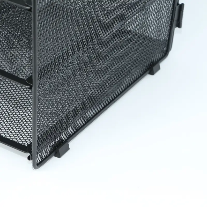 Organiseur De Papier Coulissant 4 Étages Maille Métallique Noir - Bureau Parfait