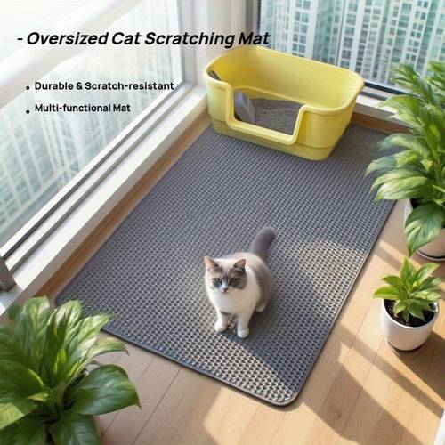 extra large 70 120cm cat litter mat honeycomb double layer anti tracking mat designed for multi cat households eva non slip and easy to clean fits large litter boxes and controls litter spillage