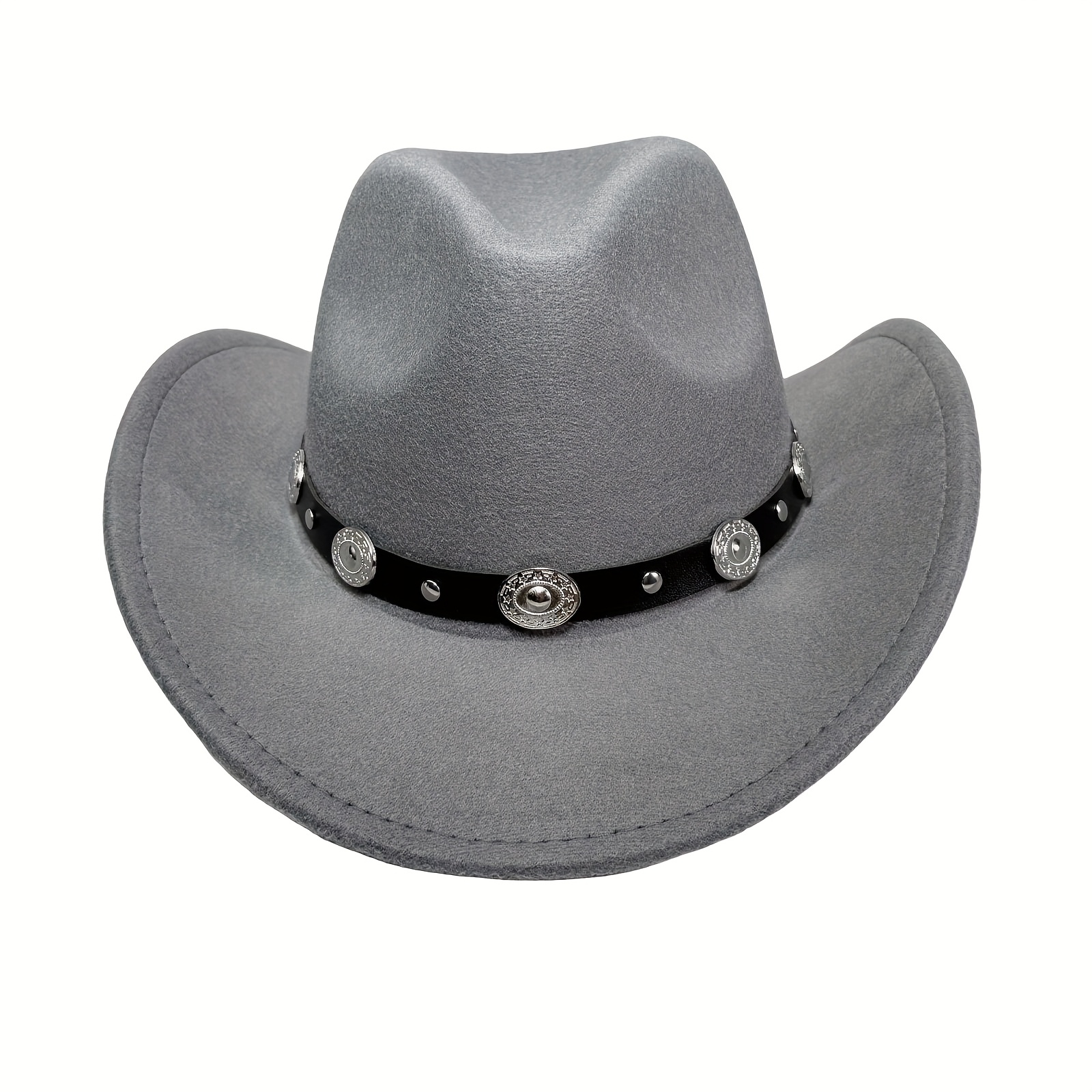 Image of Men's Western Wide Brim Hat With Golden Decorative Band: Felt Wide Brim Hat - Suitable For Parties And Everyday Styling