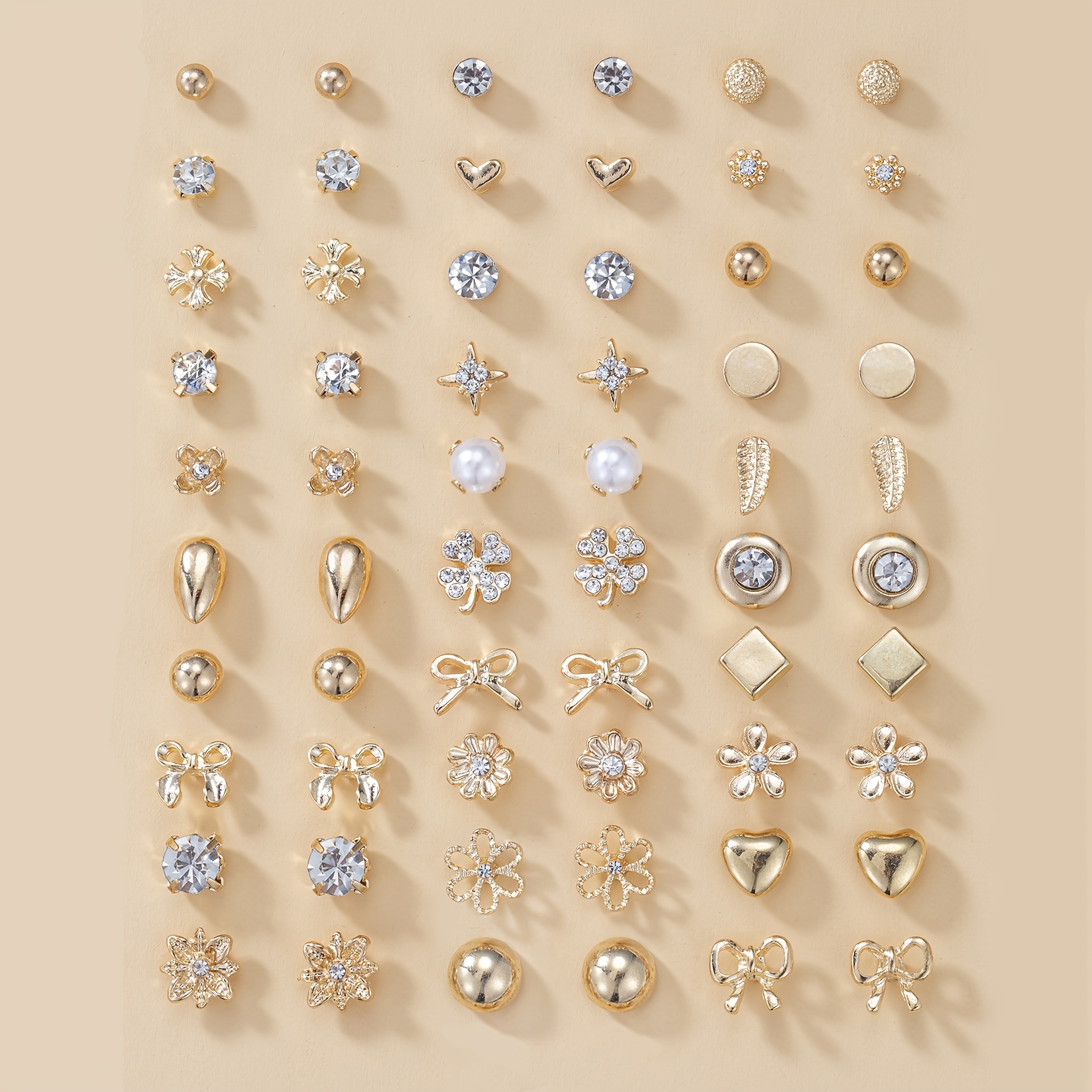 

1 Set Of 30 Pairs Of Fashionable Pearl Butterfly Flower Love Crystal Leaf Geometric Multi-pcs Set Of Women's Stud Earrings Jewelry Holiday Gift