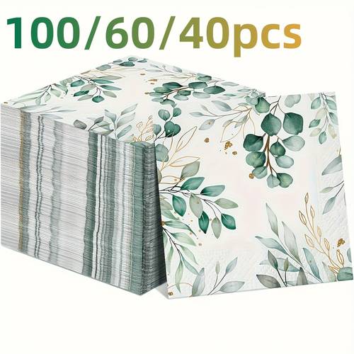 luxury eucalyptus leaf print party napkins 33x33 cm high quality paper soft and durable exquisite and beautiful weddings banquets festivals