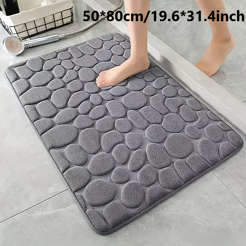 TEMU 1pc Anti Slip Pebble Pattern Soft Absorbent Foot Pads For Bathroom, Bedroom & Kitchen - Absorbs Water And Reduces Slipping, Wet Area Protection,