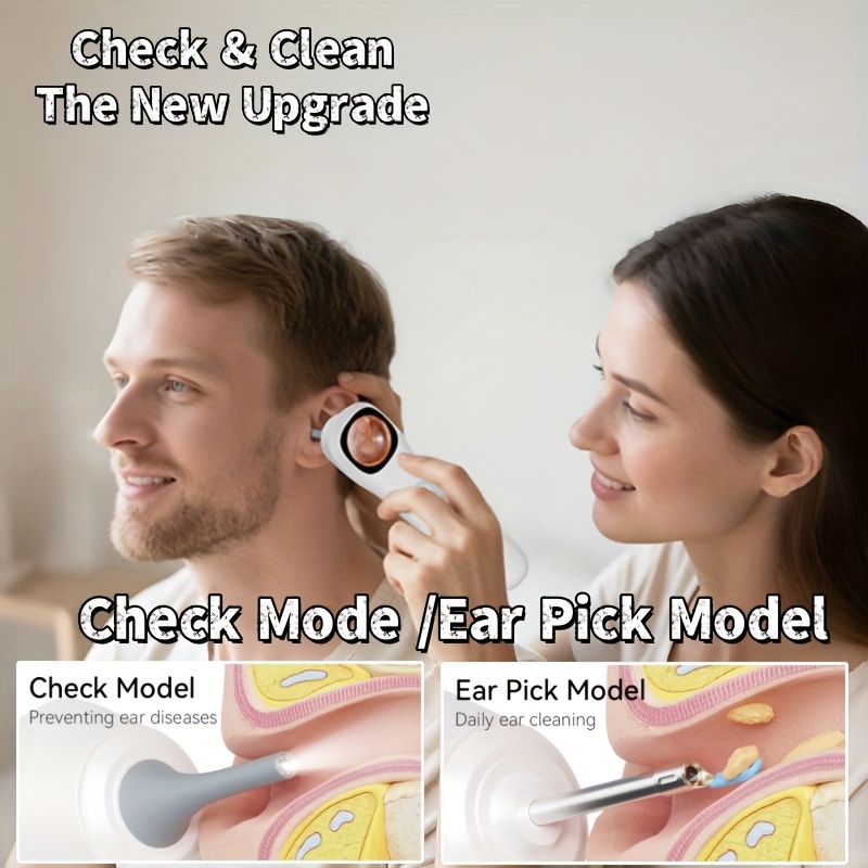 5-in-1 Ear Canal Detector with Screen & In-Ear Camera - 3-in-1 Ear, Nose, Throat/Skin Detector with 18 Interchangeable Protective Covers, Usb Rechargeable For Adults & Pets, Pet Ear Care, Ergonomic Design