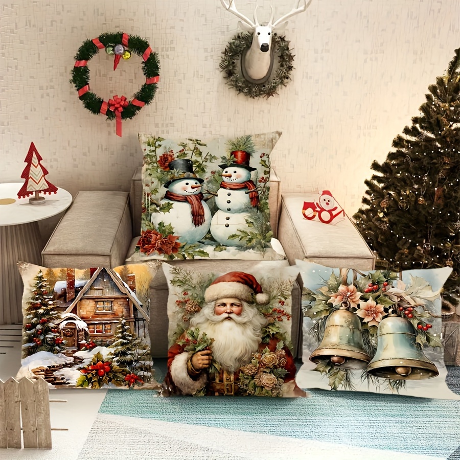 

4pcs Set Santa & , -sided , -size - For , Sofa, Decor (inserts Not Included)