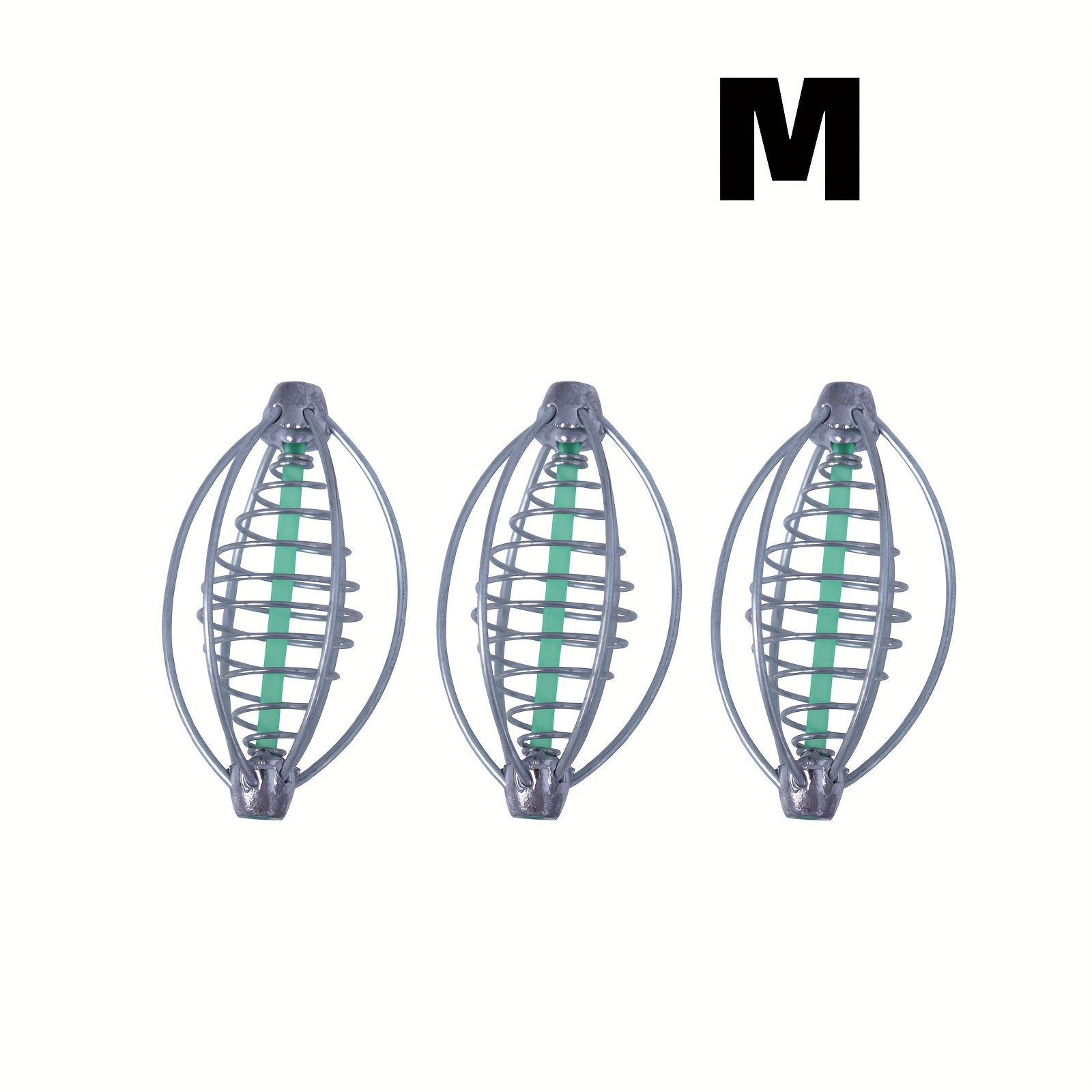 Image of 3pcs Spring Flower Basket Bait Cage Beads Fishing Lantern Lead Sinker Nesting Cage Explosion Hook Loose Cannon Spring Bait Cage Long Throw Bait Thrower