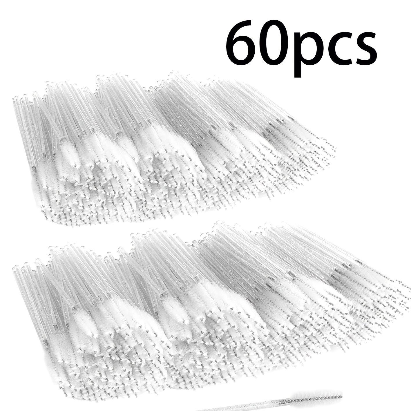 TEMU 60pcs White Eyelash Brush, Eyebrow Brush, And Applicator Set, Eyelash Curler For Eyelash Brushes And Eyelash Extension Tools, Eyebrow Brush And