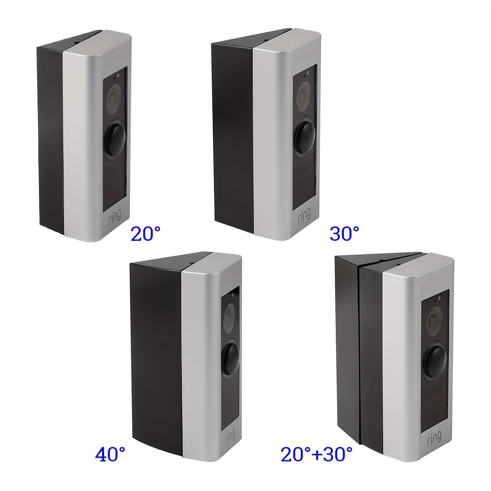 Ring Doorbell Mount Bracket with Adjustable Angle, 20/30/40/50 Degree Wedge Kit