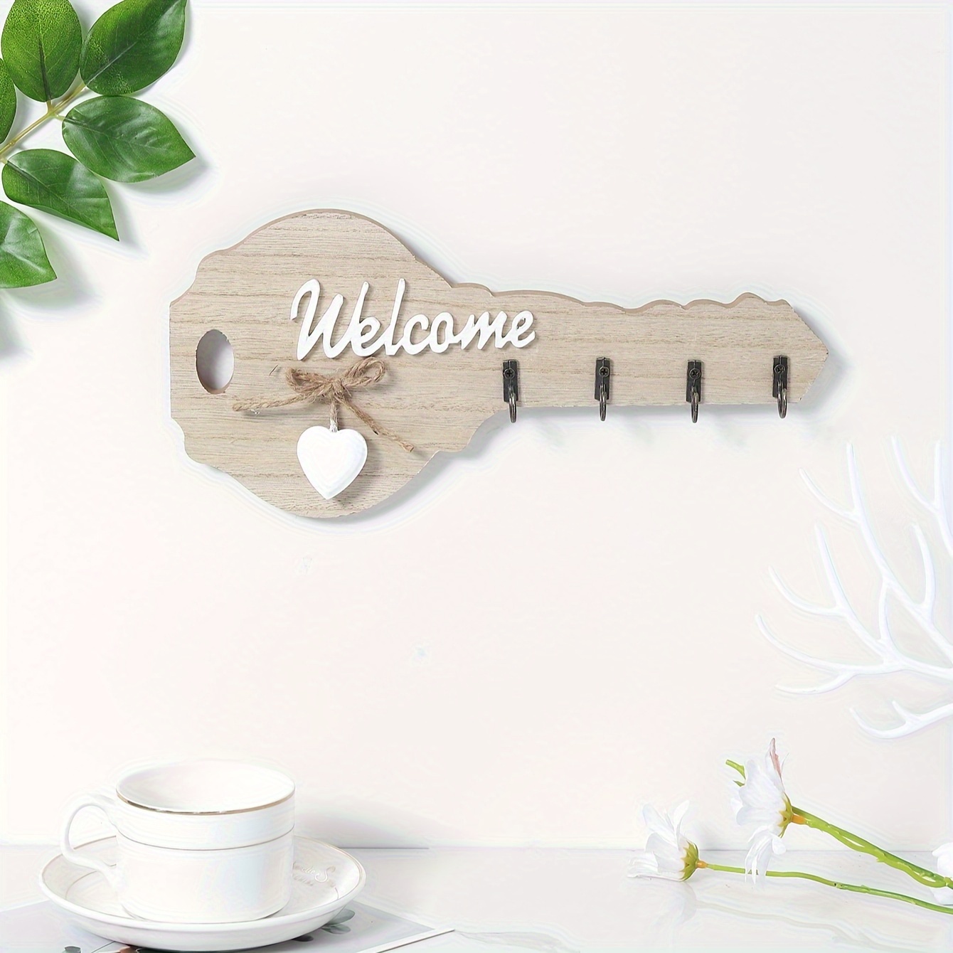 

Welcome Wooden Wall Mount Hooks - Contemporary Style, Easy Install Hanging Decor