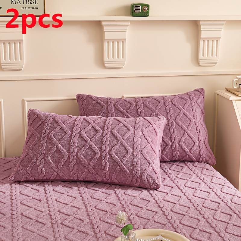 TEMU 2 New Plush Fleece Pillowcases Thickened Milk Velvet Pillowcases