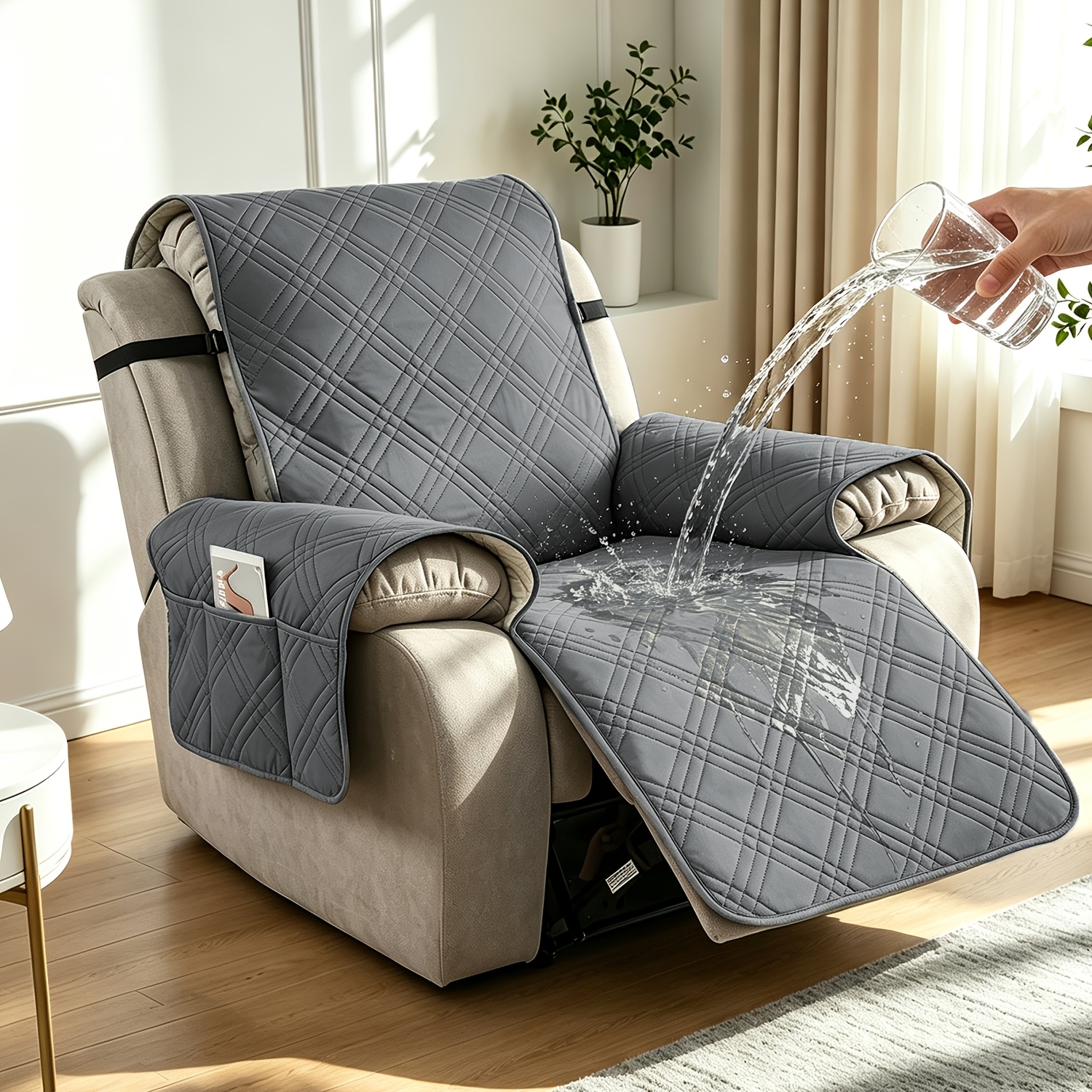 TEMU 1pc Recliner Sofa Cover, Anti-slip And Wear-resistant Furniture Protectors, Suitable For Pet Homes, Bedrooms, Living Rooms, Removable And Home,