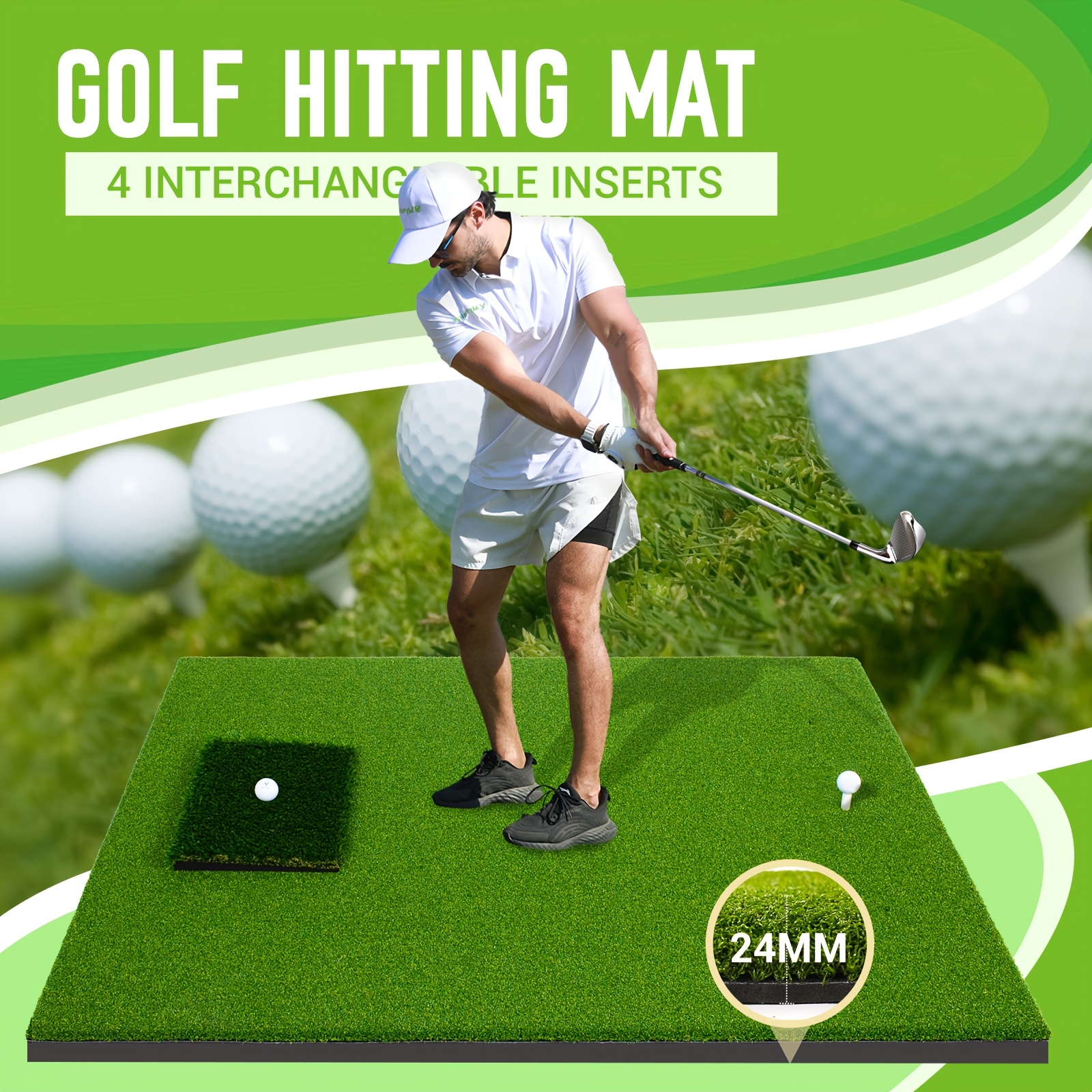 TEMU Myvoice Golf Mat Set - 5x4ft Hitting Mat For Indoor & Outdoor Practice, Super Large, Interchangeable Mats, For Enthusiasts