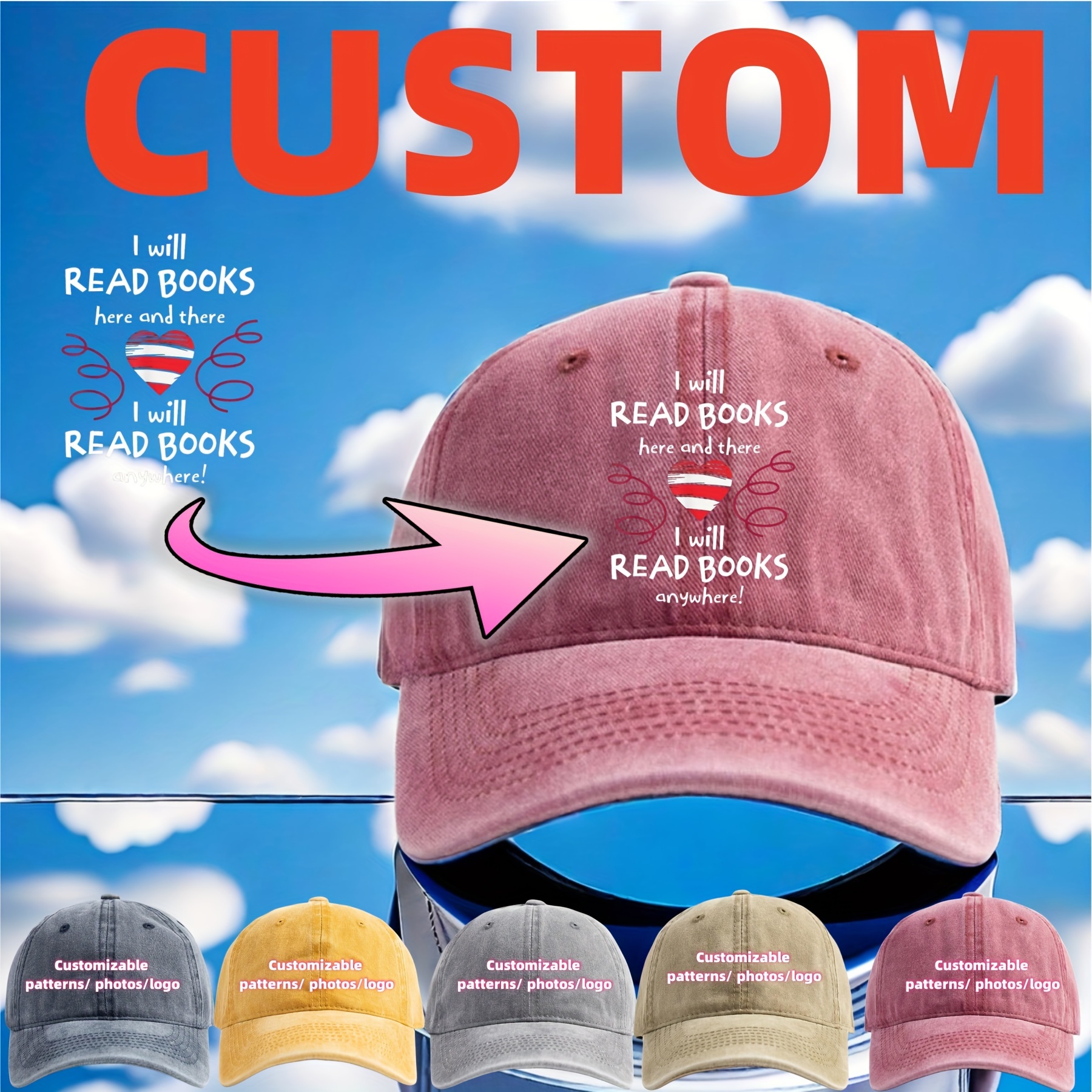 

Customizable Logo Baseball Cap - Personalized Text Dad Hat, Unisex Adjustable Breathable Sports Cap
