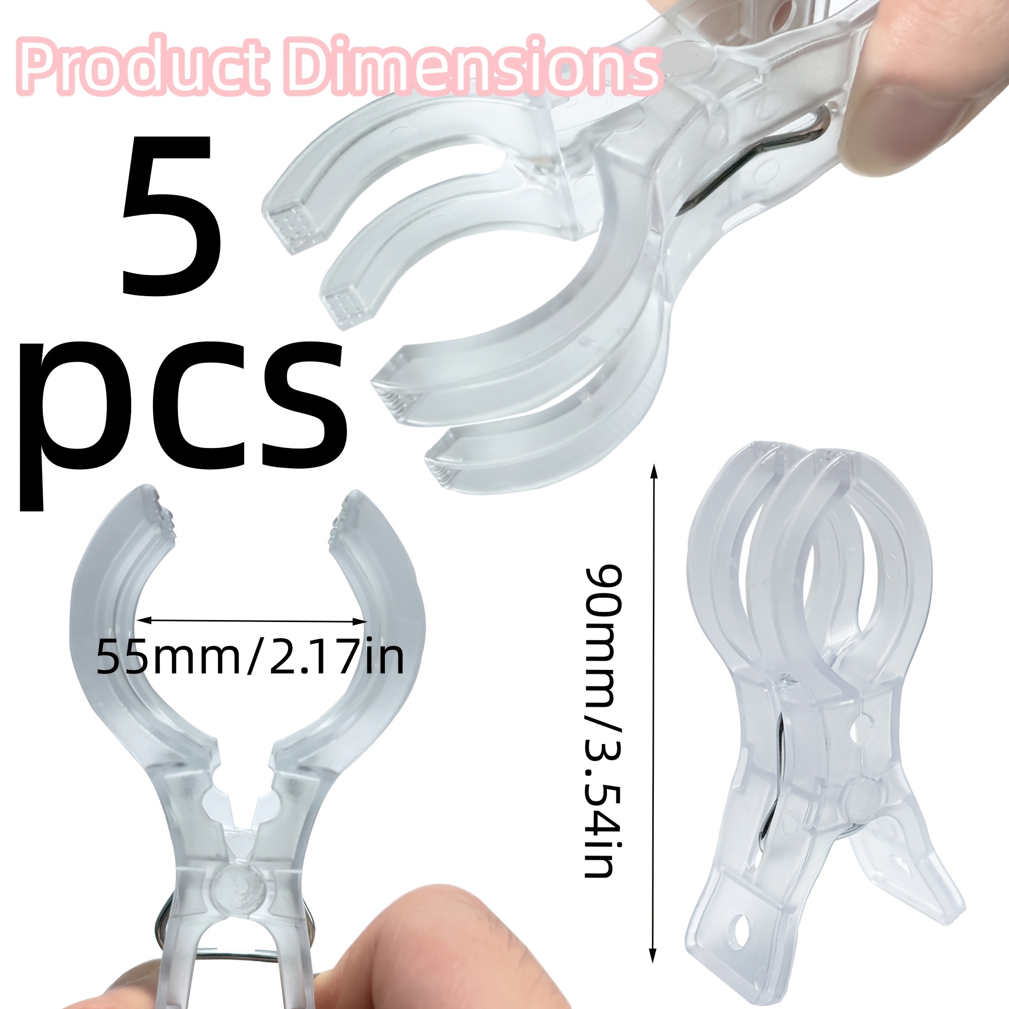 TEMU 20/10/5pcs Large Balloon Arch Clips Plastic Transparent Backdrop Spring Clamps 3.5 Inch Heavy Duty Clip For Balloon Arch Kit Birthday Decoration