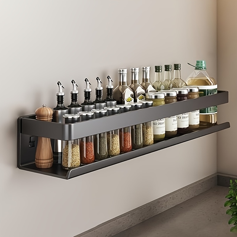 E-shop Wandmontiertes Gewürzregal in 40/60cm, Set von 2 hängenden Gewürzregalen mit Haken, platzsparend, einfach zu installieren,