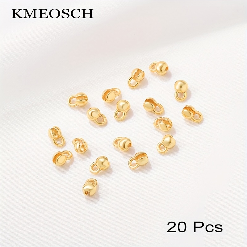 Crimp Cover Beads, 18k Gold Plated Brass Clam Shell Crimp End Beads, Making Supplies, Chain Connector Tips For Bracelets, Findings Bead Accessories