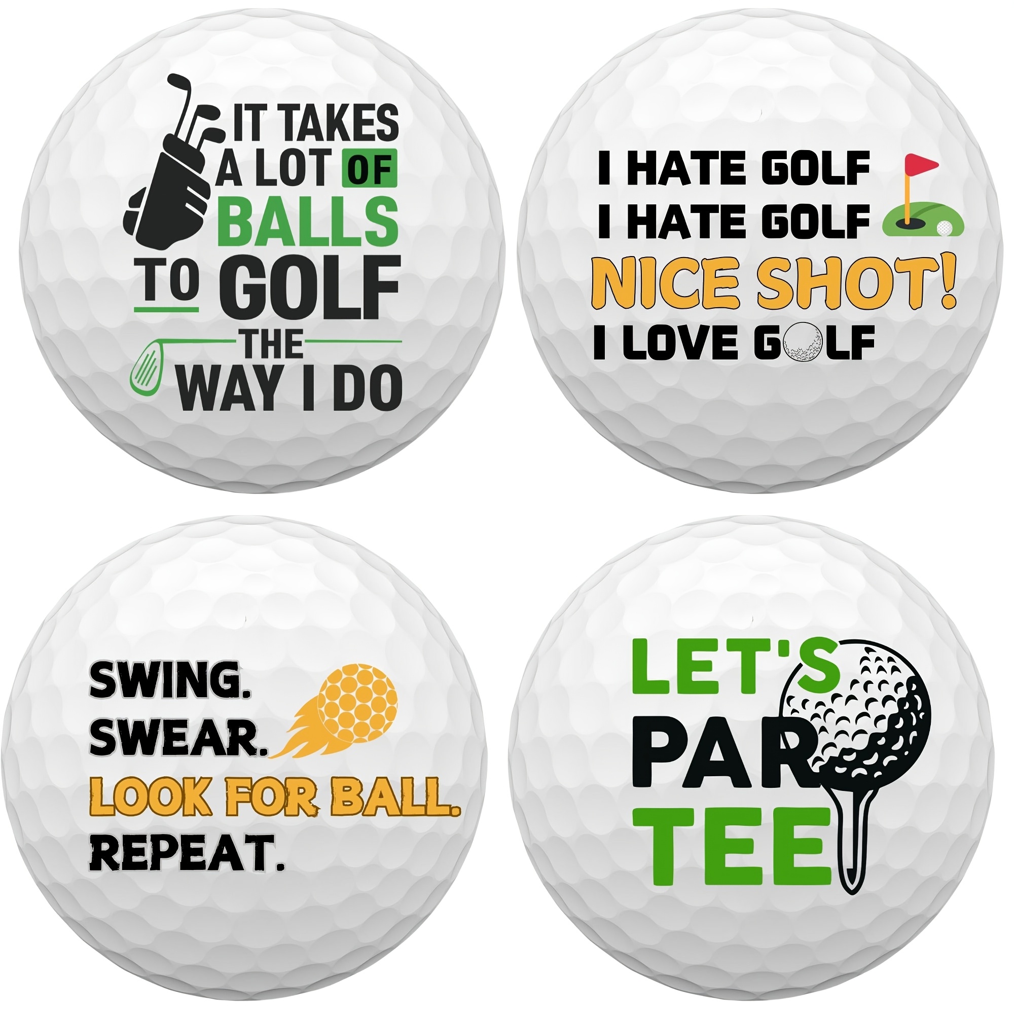 

Artpreti 4pcs Funny Golf Balls - Premium Dual-layer, Mixed Colors - Perfect Christmas & Father's Day Gift For Golfers