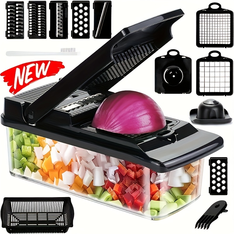 manual slicer with 8 stainless steel blade heads egg separator for fruit vegetables carrot potato onion