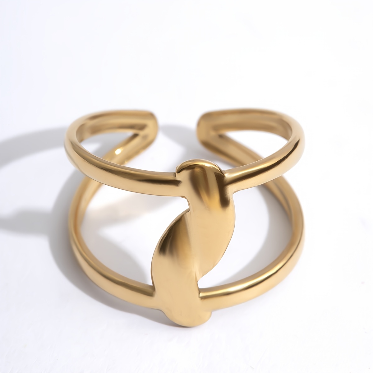 Women's Hypoallergenic Stainless Steel Golden Flower Open Ring