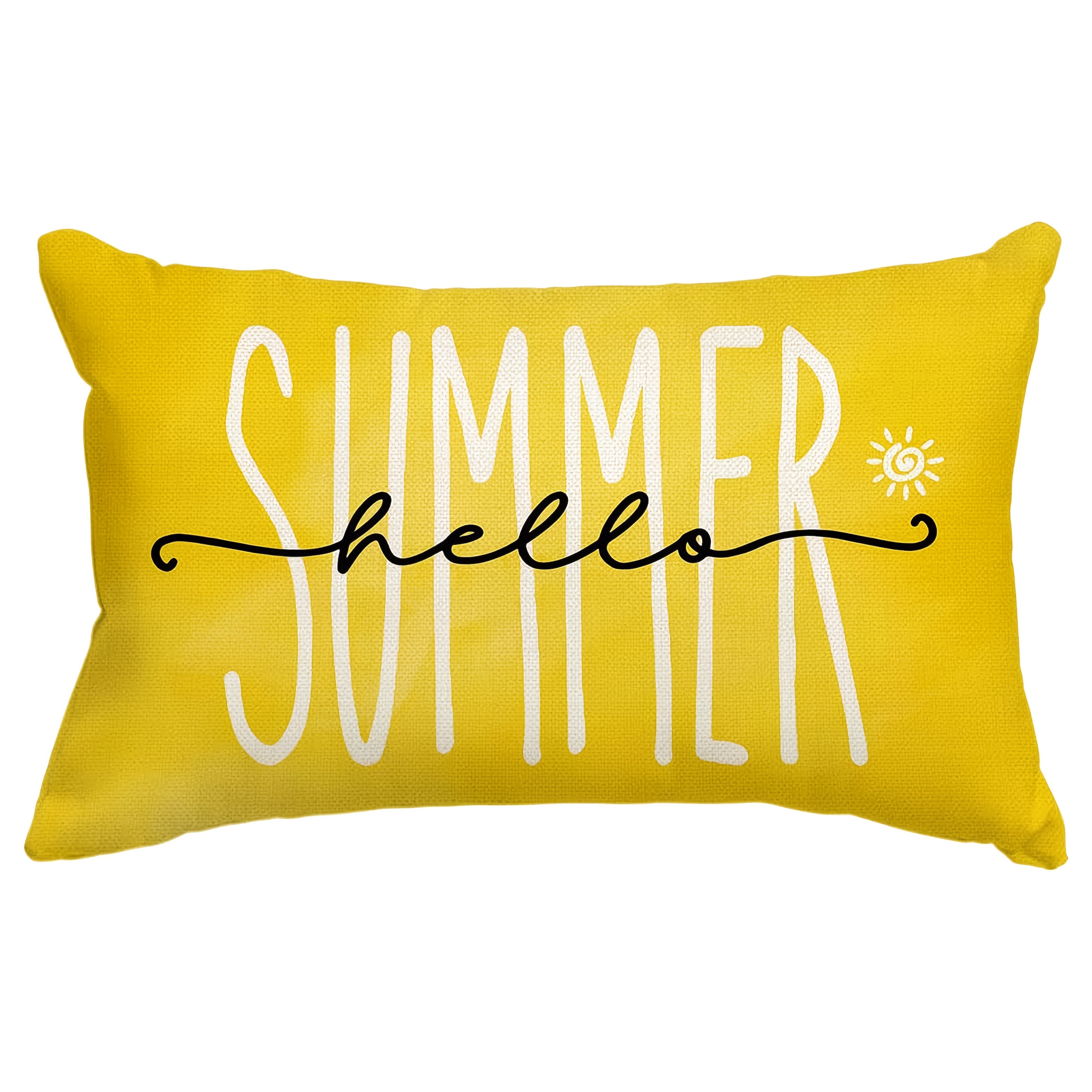 Image of 1pc, Hello Summer Throw Pillow Cover, 12 X 20 Inch Seasonal Yellow Cushion Case Decoration For Sofa Couch (only Pillowcases)
