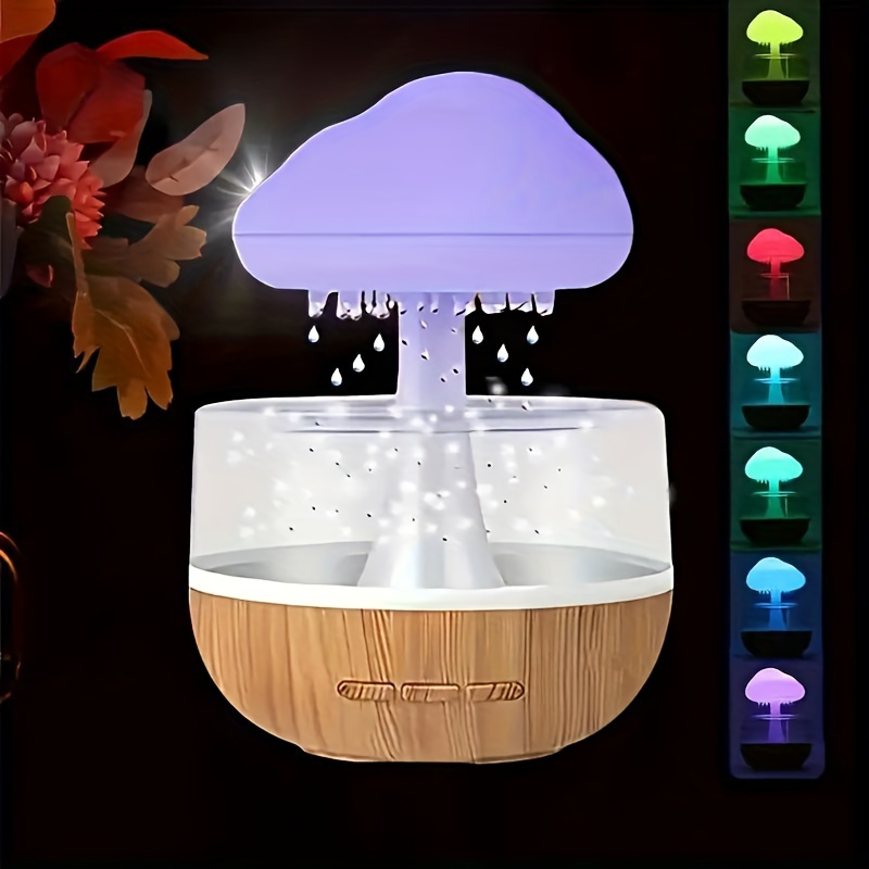 

Mushroom Rain Cloud Humidifier With 7-color Led Night Light - Quiet, Usb-powered Desk Humidifier For Relaxation And