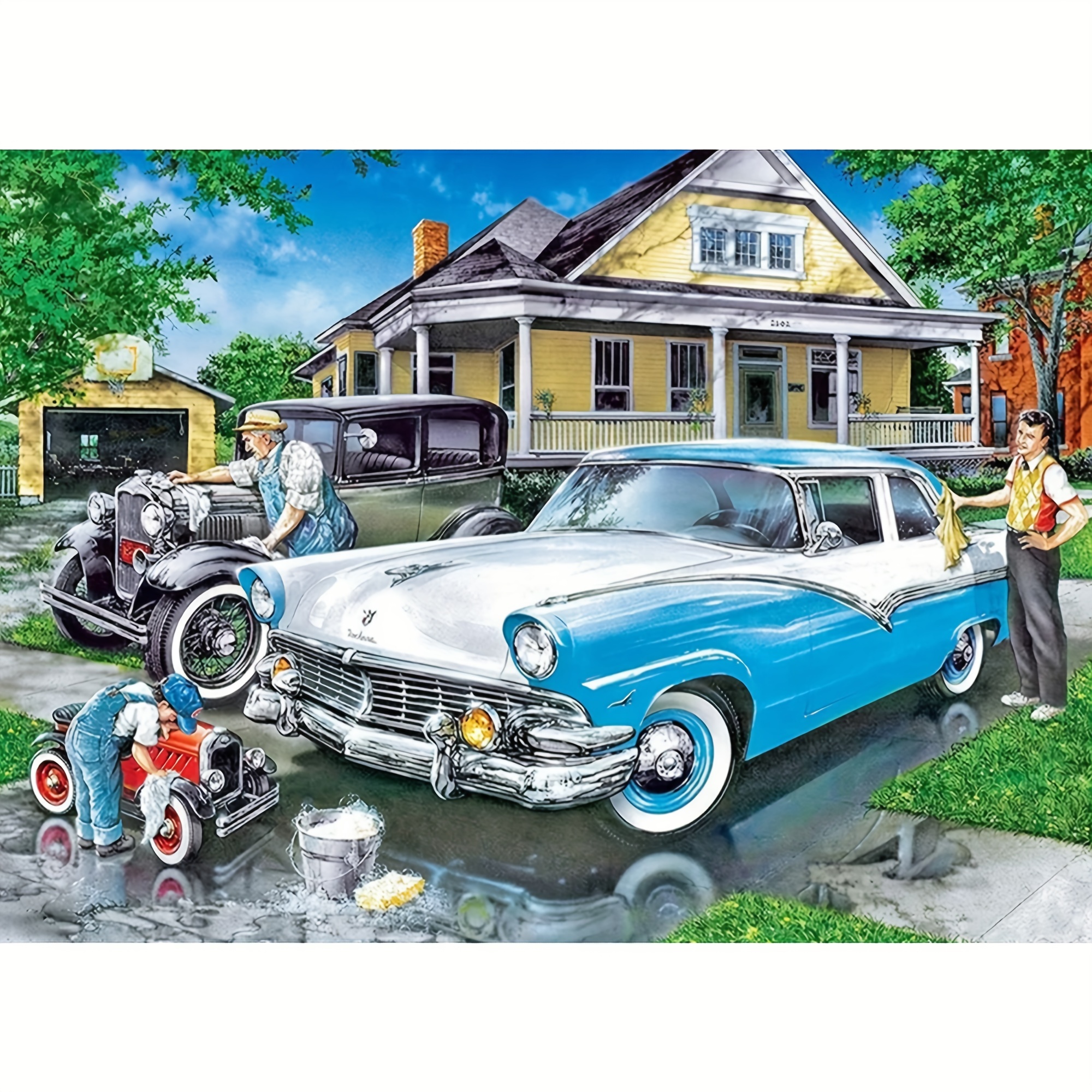 

1pc Vintage Car Pattern Rhinestone Painting Set, Acrylic Full Round Rhinestone Inlaid Painting Mosaic Making Crafts,suitable For Giving Gifts To Relatives And Friends. Frameless
