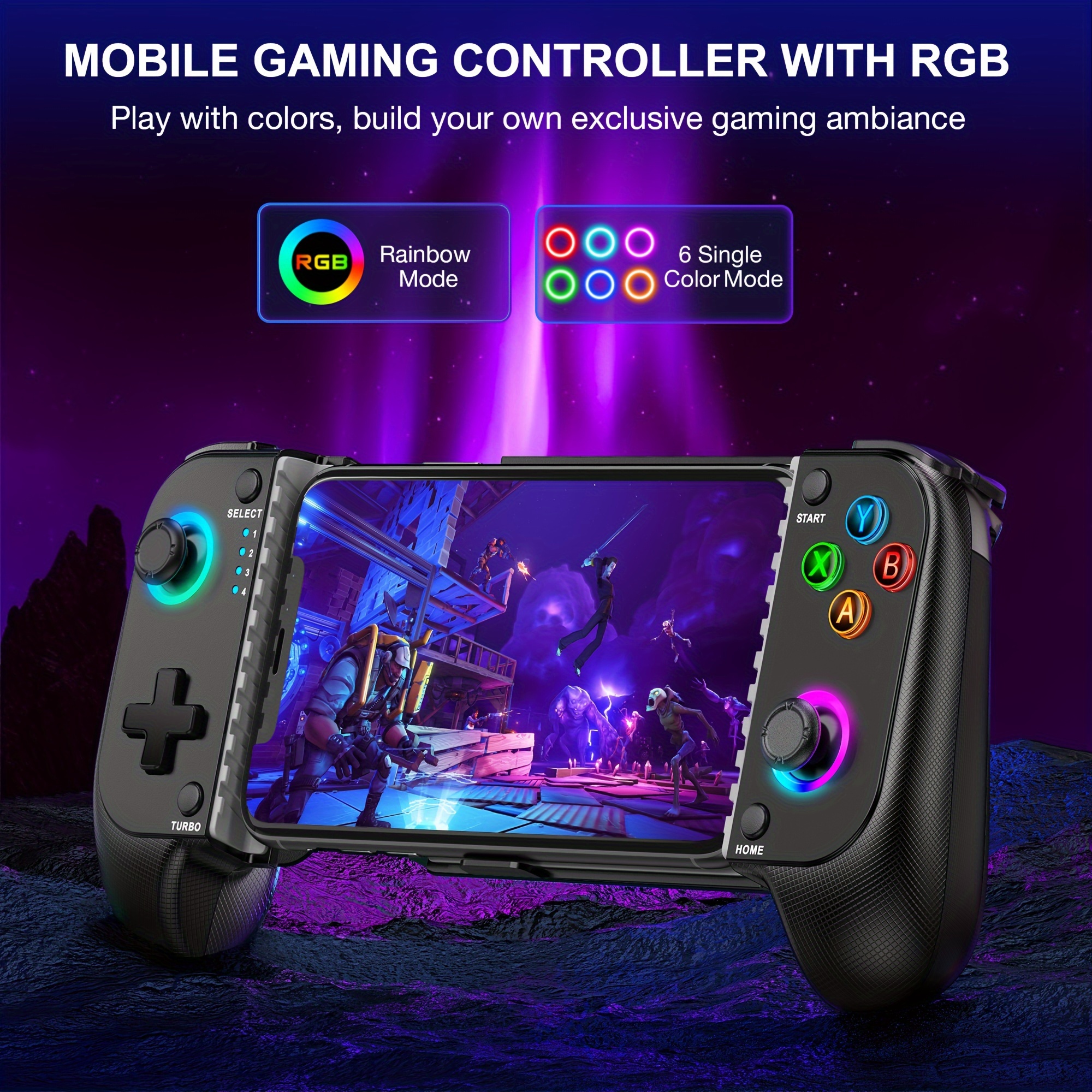 Manette de jeu mobile sans fil pour téléphone, compatible iPhone/Android avec joystick Hall, manette RGB pour iPhone, supporte la manette Cloud Android (uniquement pour téléphone mobile)