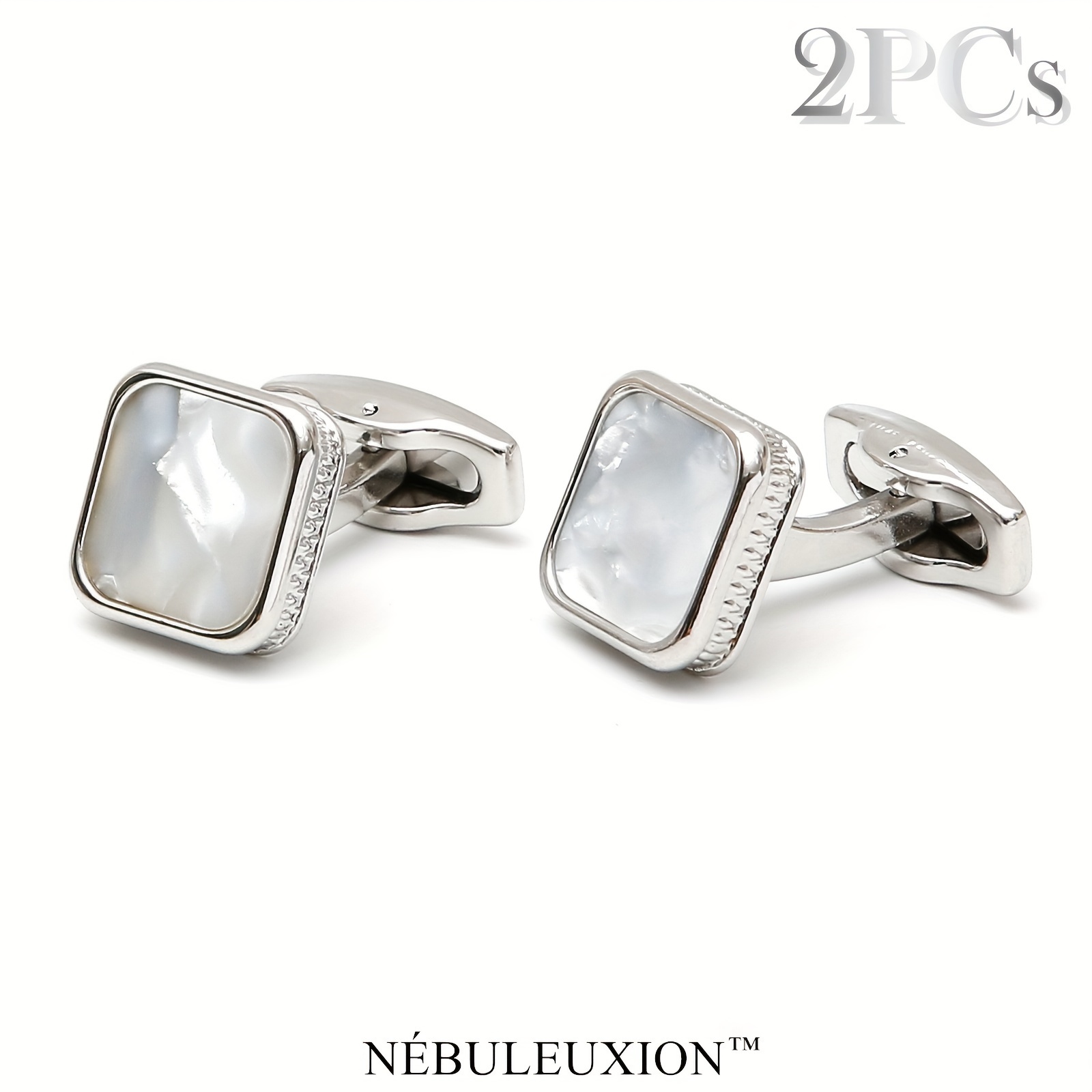 TEMU 2pcs Best Gift And Luxury Square Cufflinks Inlaid With Shell | Cufflinks | Cufflinks For Wedding/banquet/ceremony/business