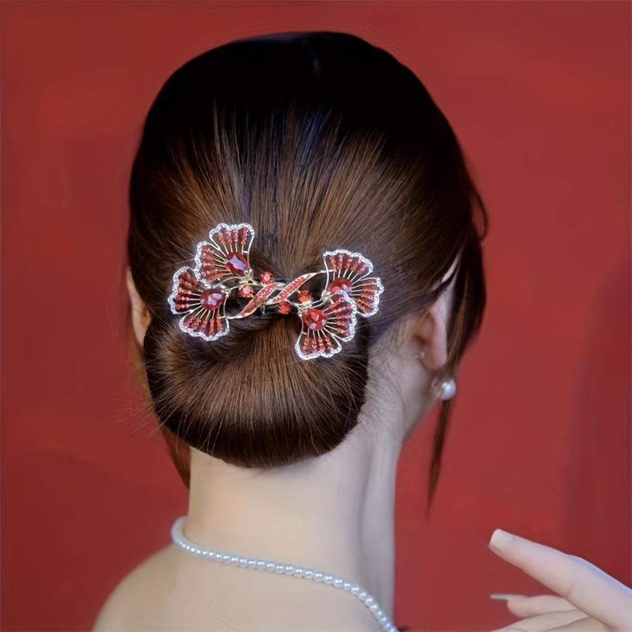 

Elegant Vintage Ginkgo Leaf Hair Bun Maker - Alloy, Scent-free, Perfect For Women With Textured Hair