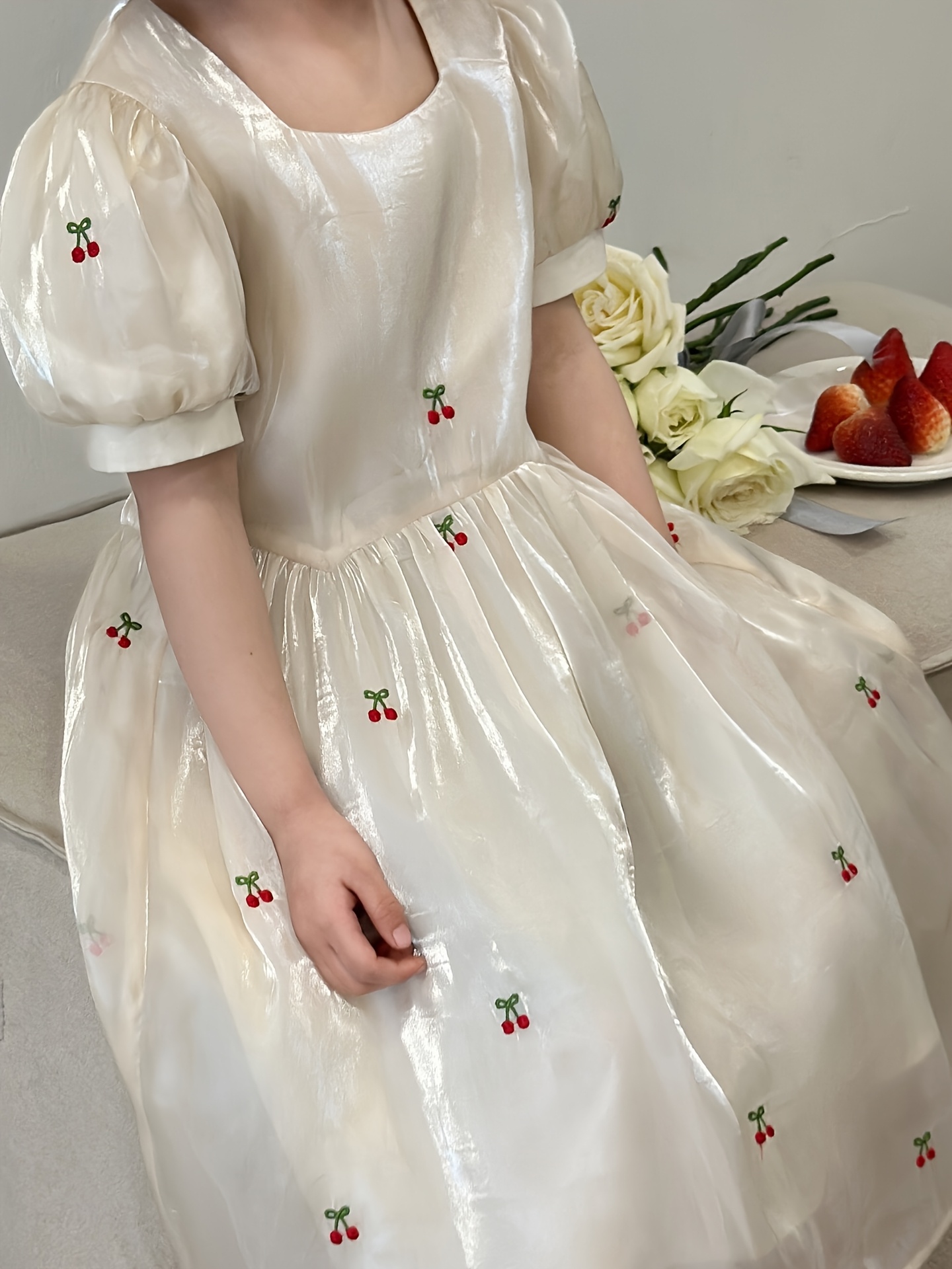 sachin and babi light blue dress Oscar de la Renta Embroidered Cherry Blossom Fit & Flare Midi-Dress main image 0