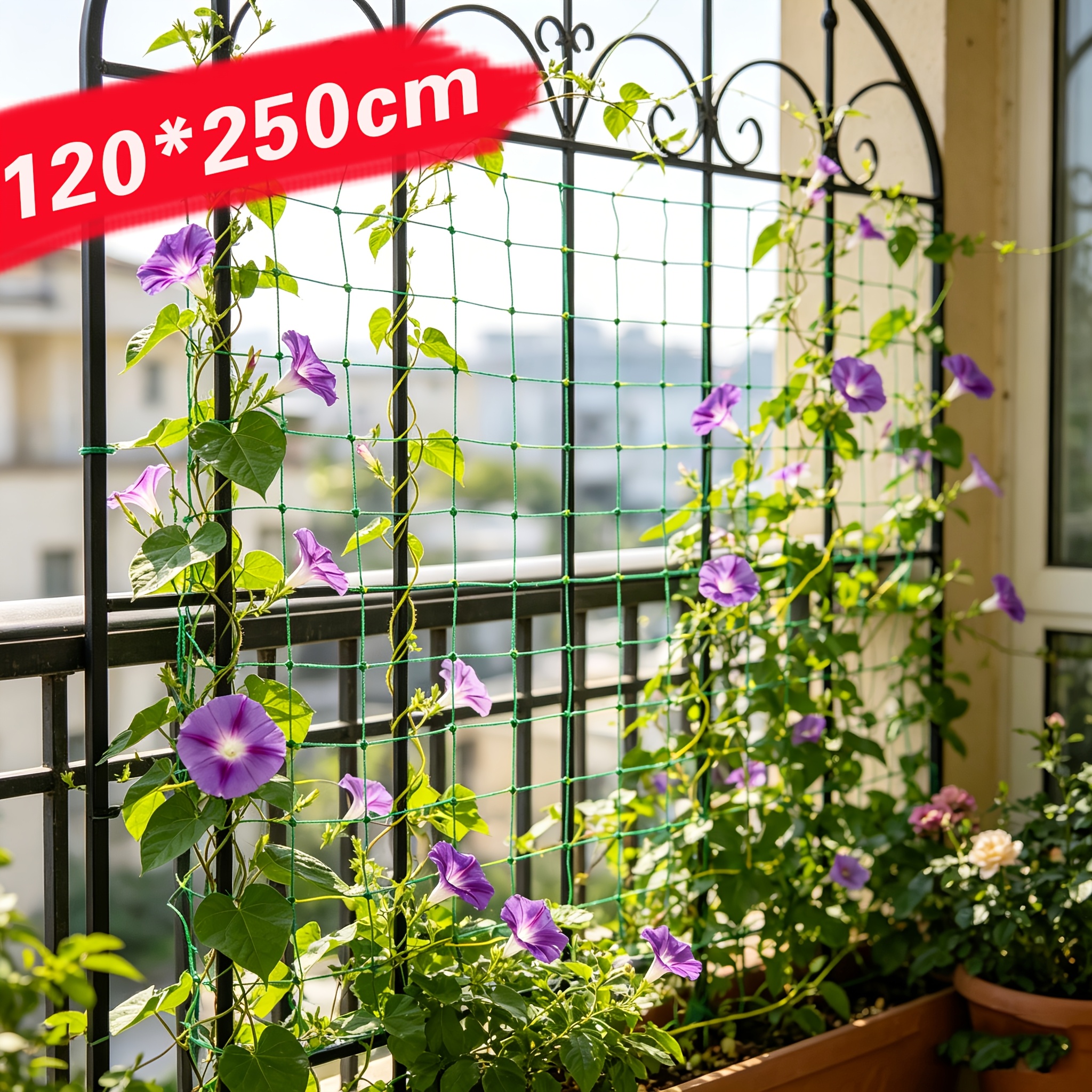 TEMU 2 Stk. Pflanzen-Kletternetze – 250 cm x 120 cm / 98,4 Zoll ,2 Zoll, aus verstärkten . Geeignet für Kletterpflanzen, Gurken, Kriechpflanzen,
