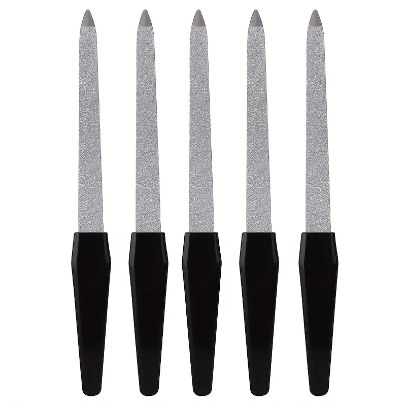 Image of 5pcs Stainless Handle Nail File Set, Double-sided Nail Buffing Block, Nail Polishing Tool For Home Use ，for Toenail& Foot Clean