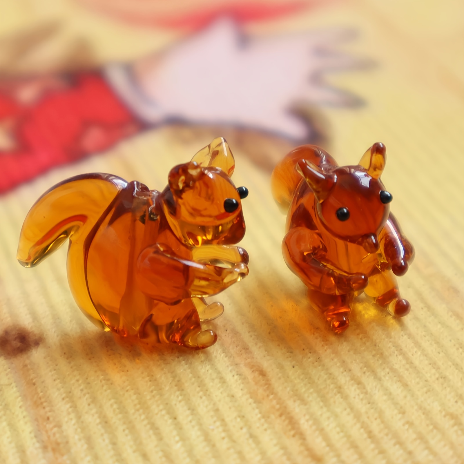 

2 Pcs Adorable Squirrel Handmade Lampwork Glass Beads - Perfect For Jewelry Making Diy Bracelets, Necklaces, Earrings, And Decorative Accessories