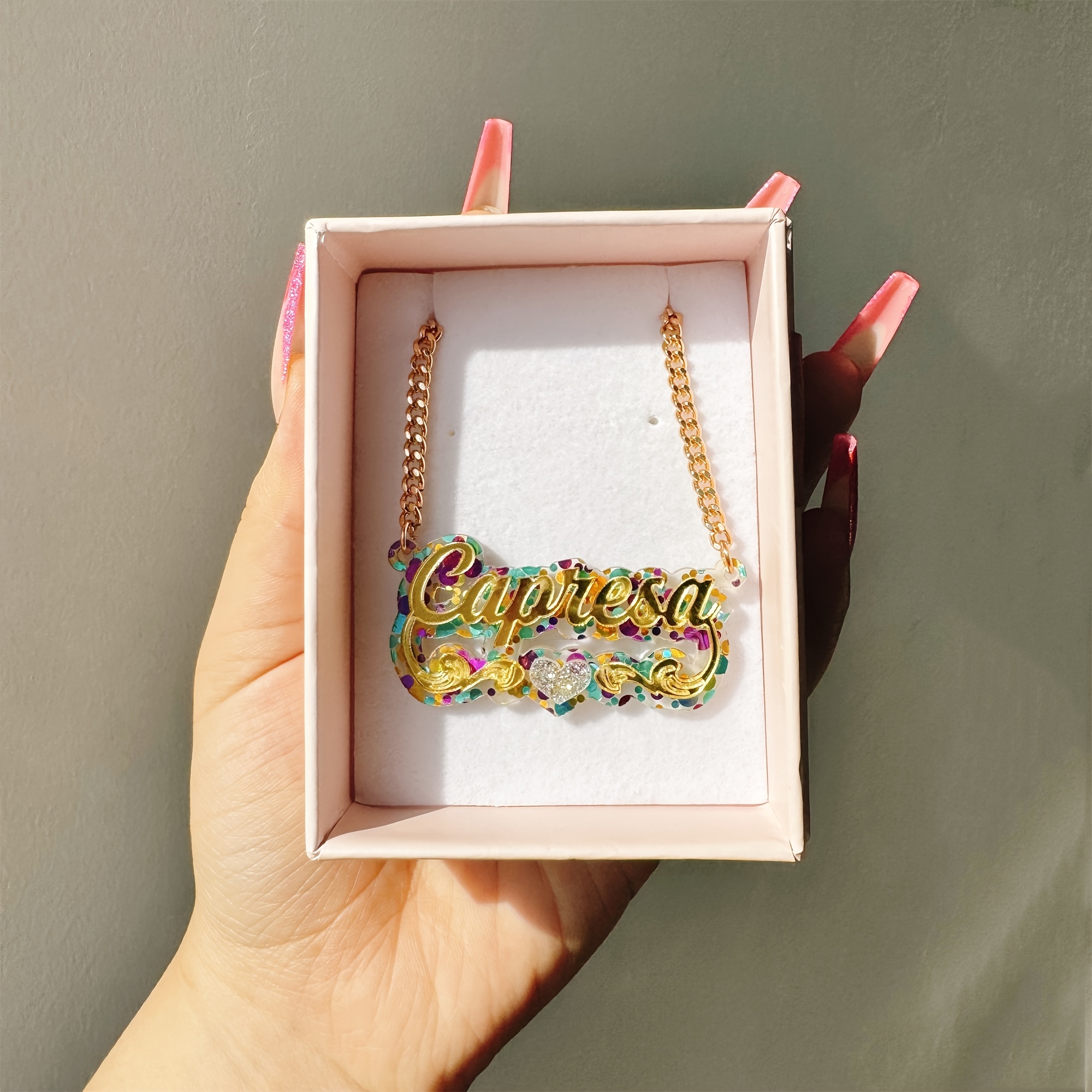 

Customized Colorful Acrylic Name Pendant Necklace With Blue , 1pc, Cute Style, Vacation Style, Personality Idea Gift For Parties And Birthdays