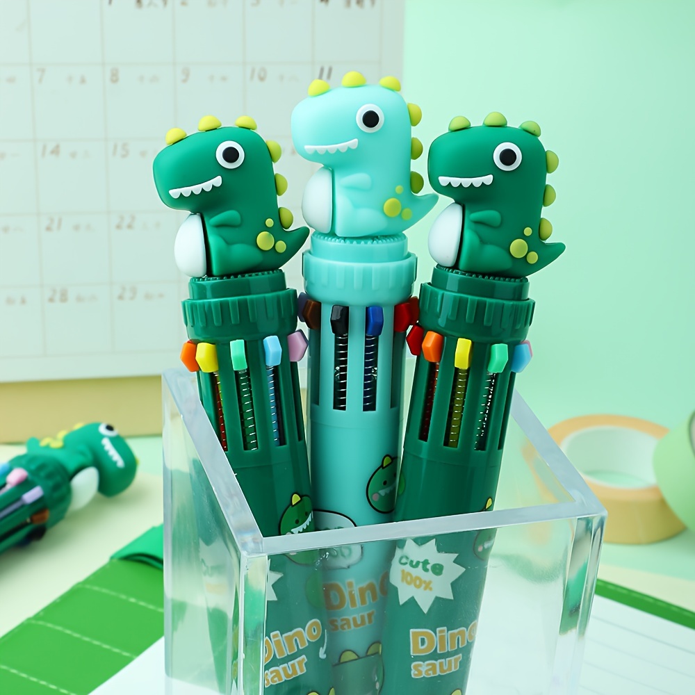 

eco-safe Plastic" 1pc Cute Dinosaur 10-color Retractable Ballpoint Pen For Kids Ages 8+