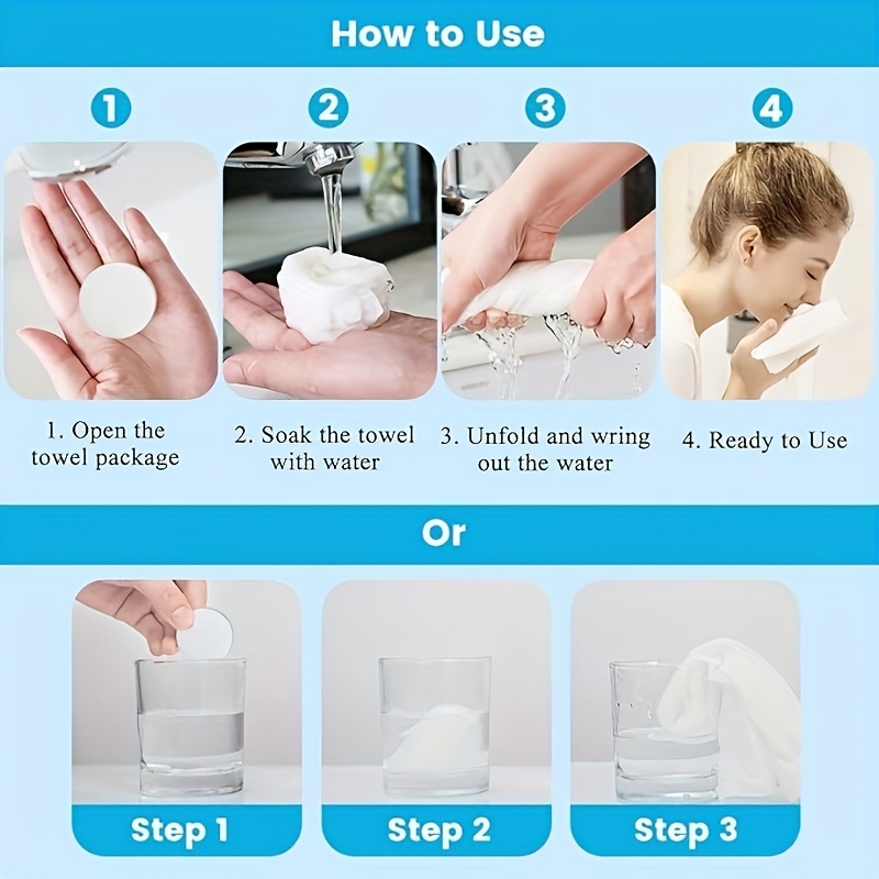 100pcs Compressed Towels, Portable and Individually Packed, Thickened Hand Towels, Suitable for Both Wet and Dry Use, Ideal for Home, Travel, and Camping