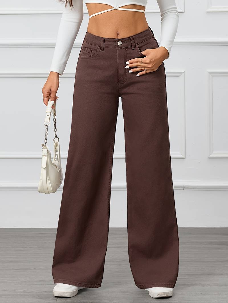 Pantaloni Donna DHRUVI TRENDZ A Vita Alta In Morbido Poliestere, Modello Palazzo Con Tasche, Per Ufficio E Tempo Libero