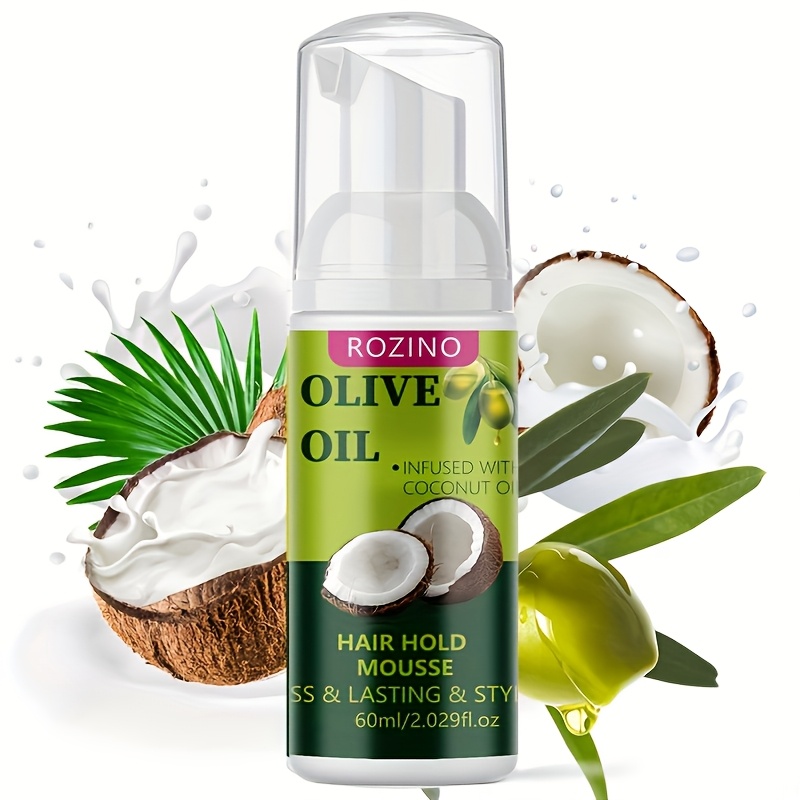 Image of 3-second Styling Olive Oil Defining Foam Mousse 60ml, With Ingredients From Olive Oil, Rich And Dense For Quick Shaping In 1 Swipe, Instantly Frizz, Provides Immediate To To Flyaways