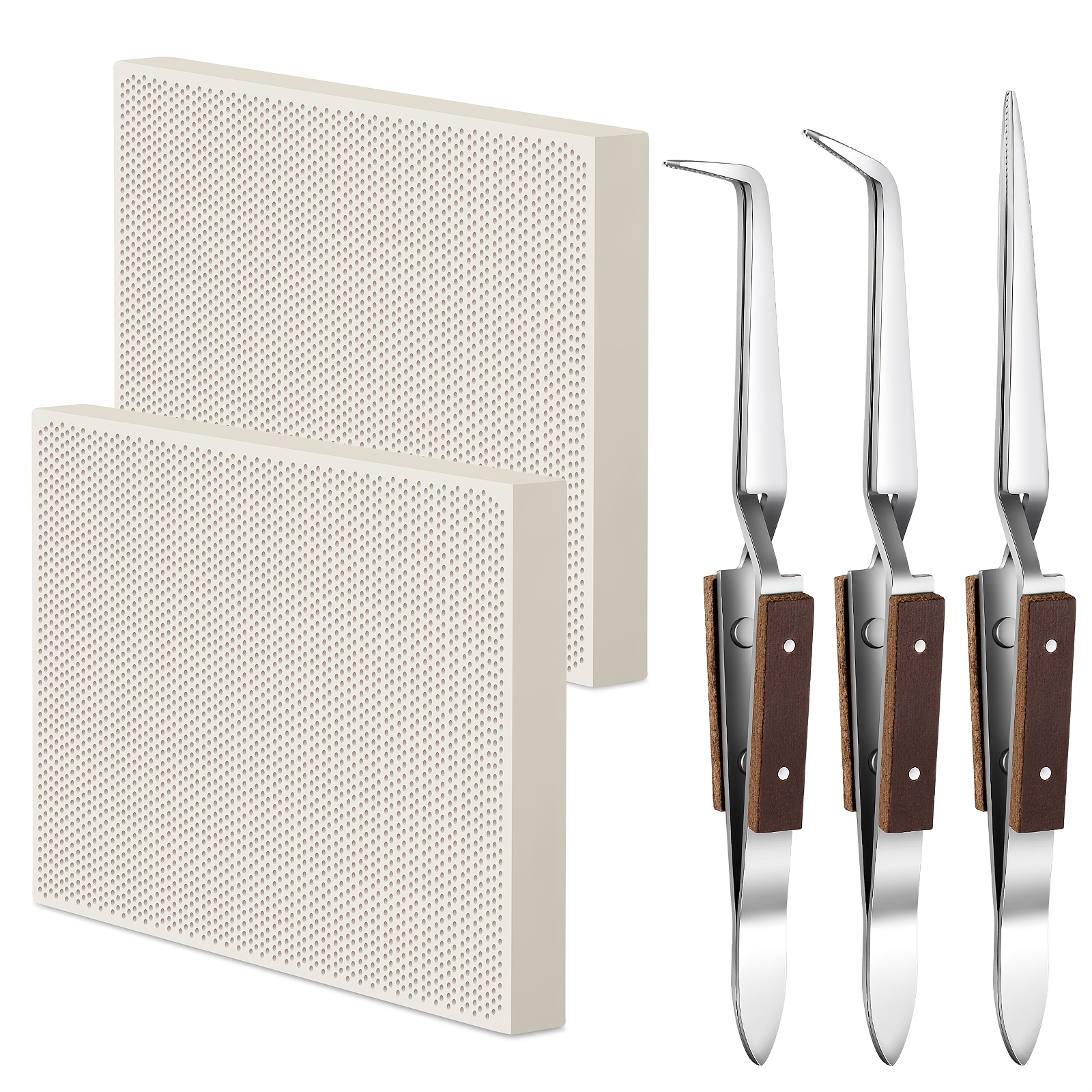 TEMU 1 Set Professional Jewelry Soldering Block & Honeycomb Ceramic Board Soldering Kit With Reverse Lock Tweezers Suitable For Melting, Casting,