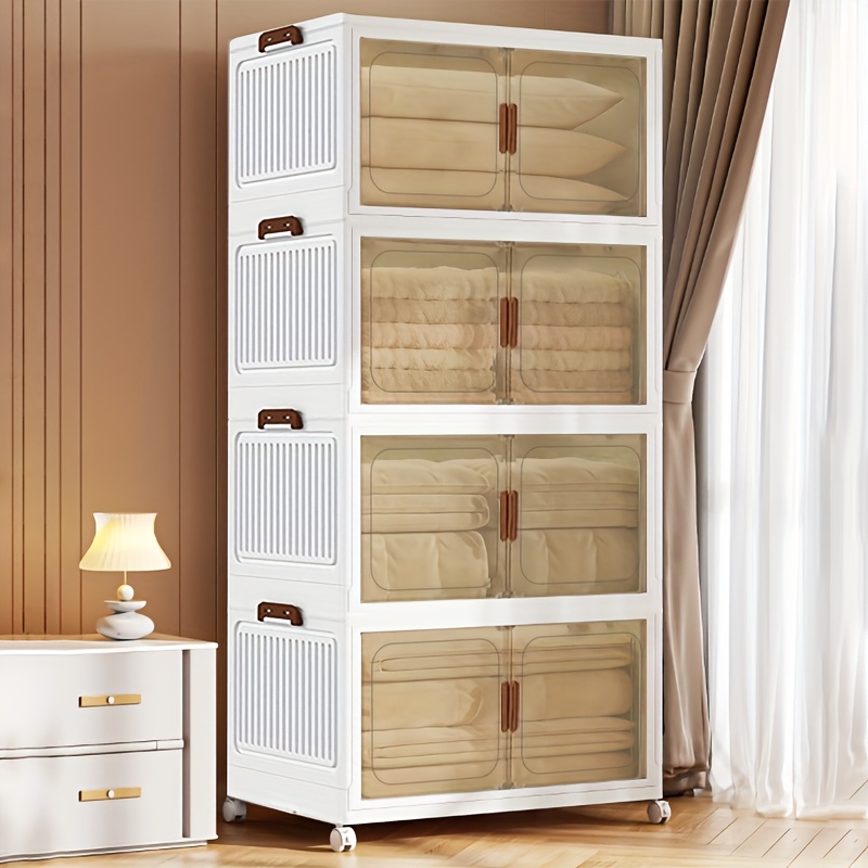 2 3 4 5layer extra large storage cabinet multi tier foldable storage box with doors   for shoes   books clothes household storage organizer for closet wardrobe bedroom bathroom office kitchen