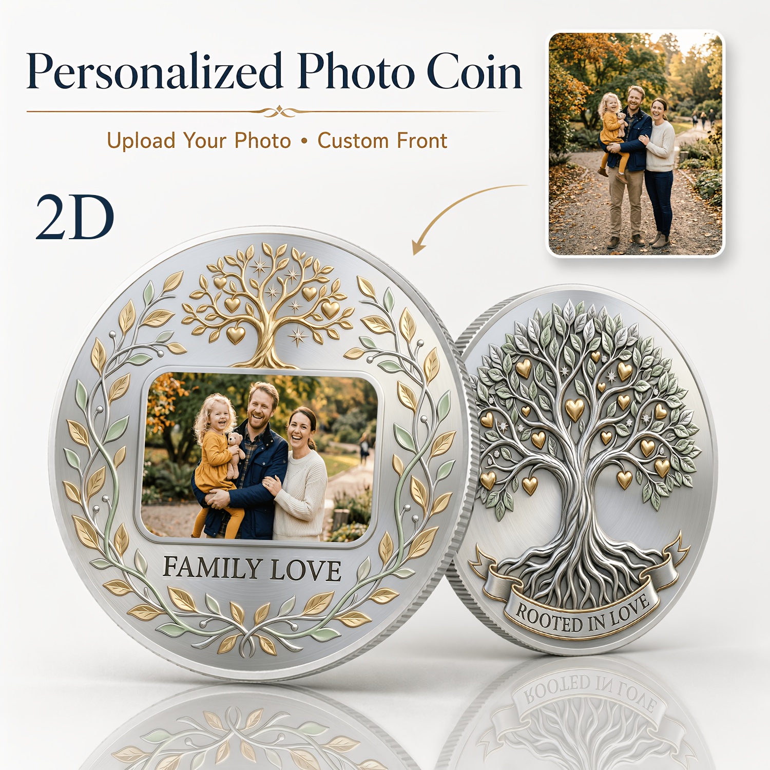 TEMU 1pc, 2d Flat Personalized Photo Custom Commemorative Coin, Front Side Supports Uploading Portraits, Pets, Couple Photos, Family Photos For